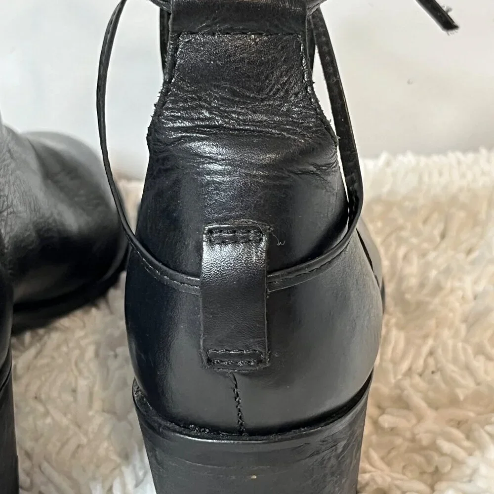 Steve Madden Vintage Chunky Heel Open Side Lace Ankle Closed Toe Bootie Black 8.